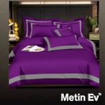 Metinev %100 Pamuk Saten 6 Parça Renk ve Ölçü Seçeneklipremium Nevresim Takımı - Mor - 220 x 240 cm