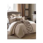 Metinev Battal Boy Cappuccino Bej Ve Beyaz Fırfırlı Nevresim Takımı Beyaz Bej 220 X 240