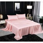 Metinev Metin ev® Premium 120 Tel Pamuk Saten Lastiksiz Çarşaf Seti – 2 Yastık Kılıfı - Pembe - 240 x 260 cm