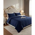 Metinev Royal Touch Pamuk Saten Nevresim Takımı - Lacivert Krem - 220 x 240 cm