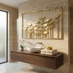 Metla Metal Çerçeveli Balık Sürüsü Gold ve Siyah Modern Metal Duvar Tablosu Salon Ofis Dekorasyon Hediye (Santimetre, 40, Santimetre, 23)