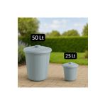 Metler 2'Li Kapaklı Çok Amaçlı Kova Seti + 50 Lt & 25 Lt, Çöp Kovası,Su Kovası,Un Kovası, Et Kovası Seti