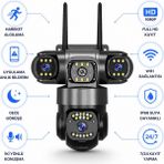 Metontech 3 Kameralı Akıllı Güvenlik Kamerası Outdoor, Wifi | IP66 Suya Dayanıklı, 1080P Fhd, Gece Görüşü, Hareket Algılama, 360° Döndürülebilir Açı, Uygulama Kontrol, Anında Bildirim - Renk