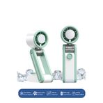 METONTECH TurboFold Premium Buzlu Soğutmalı Şarjlı Turbo Fan | 199 Kademe, Katlanabilir, 18 Saate Kadar Çalışma, Ultra Güçlü Turbo Motor, Boyun Askılı, Dijital Gösterge, Uzun Kullanım Süresi, El Fanı, Yeşil