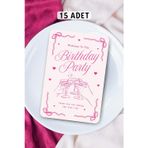 Metranya Doğum Günü Partisi - Masa Kartı Oyun Kartı 15 Adet Happy Birthday Sunum Yemek Tabağı Party Davetiye