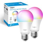 Metrashop Tapo L530E(2-PACK), 8.7 W, 2.4 Ghz, 16.000.000 Renk Tonu, E27 Duy, Amazon Alexa ve Google Home ile Çalışır, Rengi Değiştirilebilir, Hub Gerekmez, Çok Renkli Akıllı Wi-Fi Ampulü
