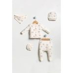 Metrey By Bubbles Organik Kumaş Panda Desenli 5'li Hastane Çıkışı - 0 - 3 Ay - Beige Panda
