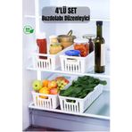 Metsar Home 4 Adet Beyaz Buzdolabı Düzenleyici Dolap İçi Organizer Sebzelik, Meyvelik