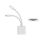 Mettzchrom Lightning type-c Girişli iPhone 11 12 13 14 15 16 Serilerine Uyumlu Kart Okuyucu SD Kart Adaptörü TF Kart Okuyucu Disk Adaptörü Mobil Kart Okuyucu (Çift Kablolu (type-c/Lightning)