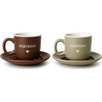 Meturas 2’li Espresso Fincan Takımı – Porselen Kahve Fincanı ve Tabak Set - Kahve - Mint Yeşili