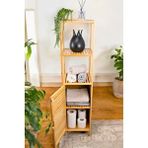 Meturas Banyo Bambu Tek Kapaklı 3 Raflı Bambu Çok Amaçlı Dik Dolap Organizer Ahşap