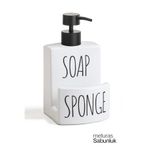 Meturas Banyo Mutfak Sıvı Katı Sabunluk Beyaz Dekoratif Ve Şık Tasarım Mutfak Sabunluğu 10*10*17,5 cm 500 ml