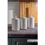 Meturas Modern Mutfak Silikon Vakum Kapaklı Porselen Baharatlık Seti Lina Line 3 Lü- 800 ml