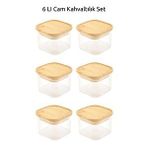 Meturas Vakumlu Bambu Kapaklı Cam Saklama Düzenleme Kahvaltılık Takımı 6 Lı Set