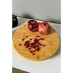 Meturas Yuvarlak Bambu Sunum Tahtası - 26 Cm Çap, Misket Ayaklı, Dekoratif Ve Çok Amaçlı Ahşap