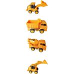 Meva Oyuncak İş Makinaları Sürtmeli 4'lü Set Dozer Kepçe Mikser Kamyon Kaliteli Plastik
