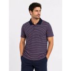 Mevese Babs Erkek Flamlı Penye Çizgili Polo Yaka Siyah Tişört Kısa Kol Yazlık T-Shirt