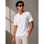 Mevese City Erkek V Yaka Basic Tişört Kısa Kol Yazlık Regular Fit T-Shirt - Beyaz