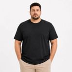 Mevese Cloud Erkek Battal Big Size Basic Tişört Bisiklet Yaka Rahat Kalıp T-Shirt - Siyah - 3XL