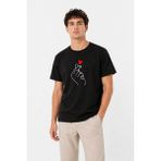 Mevese Minimalist Kore Aşk Temalı Parmak Kalp Baskılı Erkek Tişört - %100 Pamuklu Yazlık T-Shirt - Siyah