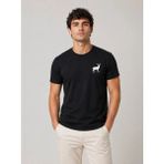 Mevese Siyah Erkek Geyik Nakışlı/baskılı Kısa Kol Bisiklet Yaka Pamuklu T-Shirt - 2XL