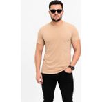 Mevese Wenic Erkek Basic Tişört Bisiklet Yaka Kısa Kol Günlük Yazlık Slim Fit T-Shirt - Bej - XL