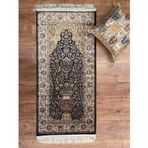 Mevlana Bazaar Desenli % 100 İpek 60 X 120 Siyah Seccade