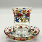 Mevlana Bazaar Floral Desenli 6 Kişilik Çay Bardağı Seti - Renkli