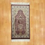 Mevlana Bazaar Mihrâb-ı Gülzâr Motifli 70x120 CM İpek Seccade Bordo
