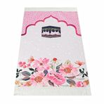 mevlidimvar - Çocuk Seccadesi Kabe Pembe 82×45 cm 110 gr - Tesbih Hediyeli