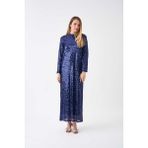 Mevra Payet Abiye Elbise Gece Mavisi - 00404 Mavi - 36 - 38