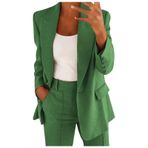 Mevsimlik kadın ceketi, şık, uzun kollu, blazer ceket, tek renkli, dar kesim, revers iş, ofis ceketi, kısa manto, takım elbise, bolero, cepli, kışlık ceket, kışlık manto, E-asker yeşili, M