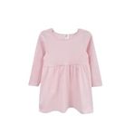 Mevsimlik Penye Uzun Kol Basic Kız Çocuk Elbise PEMBE 9-10 YAŞ