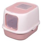 Mewmew Iki Kapılı (Üst ve Ön), Kürekli Kapalı Kedi Tuvaleti MSP-106 - Pembe
