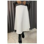 Mey Collection Kadın Beyaz Scuba Puf Kumaş Kloş Tesettür Ve Günlük Etek Boy:94-95cm (KEMERİ LASTİKLİDİR)