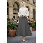 Mey Collection Kadın Füme İthal Örme Scuba Krep Kumaş Kloş Tesettür Ve Günlük Etek Boy:94-95cm