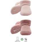 Mey Ithalat® 2'li Çemberli Kaymaz Havlu Soket Çorap 10503 Pudra Pembe - Renkli