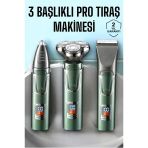 Mey İthalat® 3 Başlıklı Profesyonel Saç Sakal Bakım Seti Vücut, Burun Kulak Tüy Alma