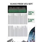 Mey İthalat® 30 Parça Elmas Freze Ucu Seti - 3Mm Şaft Profesyonel Gravür, Oyma Ve Hassas Taşlama Seti