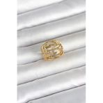 Mey İthalat® 316L Çelik Gold Renk Başak Model Kadın Yüzük