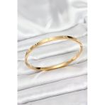 Mey İthalat® 316L Çelik Gold Renk Zirkon Taşlı 65 Mm İnce Kadın Kelepçe Bileklik
