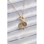 Mey İthalat® 316L Çelik Gold Renk Zirkon Taşlı Ay Yıldız Model Charm Model Kadın Kolye