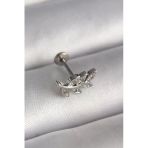 Mey İthalat® 316L Çelik Gümüş Renk Dal Model Zirkon Taş Detaylı Tragus Piercing
