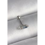 Mey İthalat® 316L Çelik Gümüş Renk Mavi Zirkon Taşlı Tragus Piercing