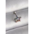 Mey İthalat® 316L Çelik Gümüş Renk Renkli Zirkon Taşlı Yıldız Model Tragus Piercing