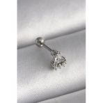 Mey İthalat® 316L Çelik Gümüş Renk Üçgen Zirkon Taşlı Tragus Piercing