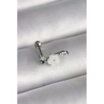 Mey İthalat® 316L Çelik Gümüş Renk Zirkon Taş Detay Beyaz Çiçek Model Tragus Piercing