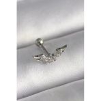 Mey İthalat® 316L Çelik Gümüş Renk Zirkon Taş Detay Kanat Model Tragus Piercing