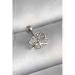 Mey İthalat® 316L Çelik Gümüş Renk Zirkon Taş Detay Kurdele Model Tragus Piercing