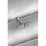 Mey İthalat® 316L Çelik Gümüş Renk Zirkon Taşlı Çiçek Tragus Piercing